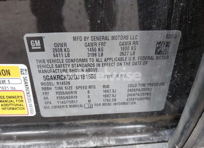 Photo 9 of 2013 Buick Enclave LEATHER (VIN 5GAKRCKD2DJ181555)