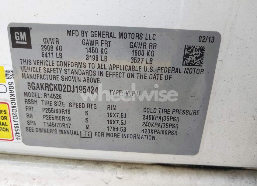 Photo 9 of 2013 Buick Enclave LEATHER (VIN 5GAKRCKD2DJ195424)