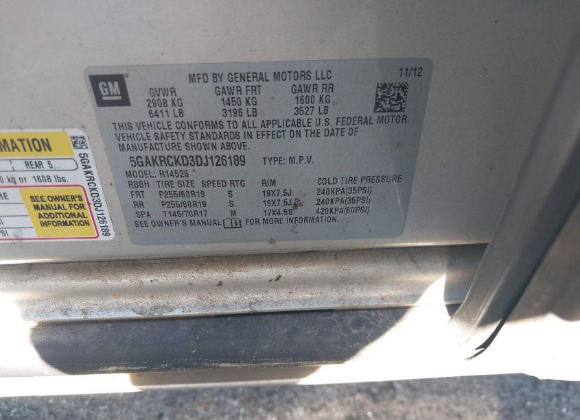 Photo 9 of 2013 Buick Enclave LEATHER (VIN 5GAKRCKD3DJ126189)