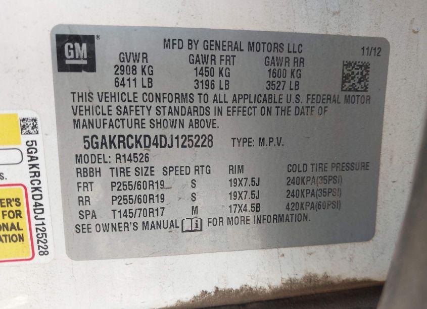 Photo 9 of 2013 Buick Enclave (VIN 5GAKRCKD4DJ125228)