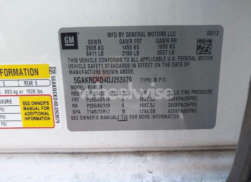 Photo 9 of 2013 Buick Enclave LEATHER (VIN 5GAKRCKD4DJ263979)