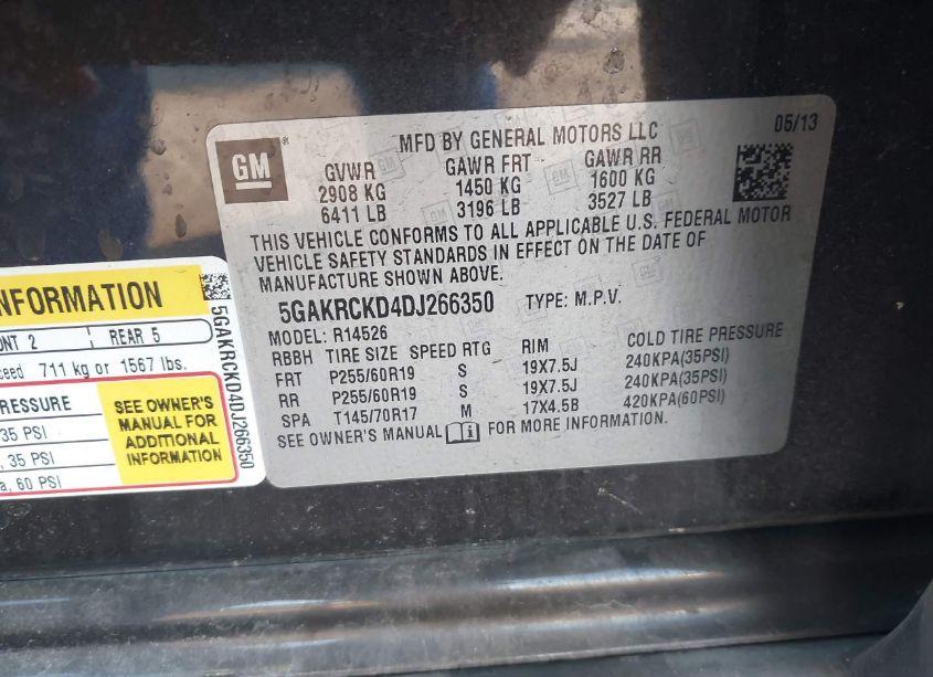 Photo 9 of 2013 Buick Enclave LEATHER (VIN 5GAKRCKD4DJ266350)