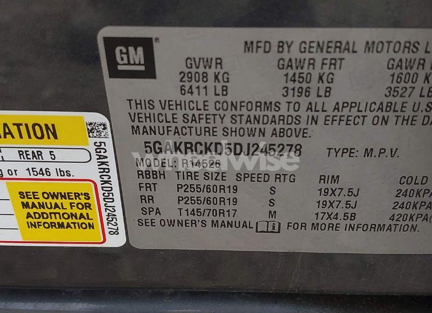 Photo 9 of 2013 Buick Enclave LEATHER (VIN 5GAKRCKD5DJ245278)