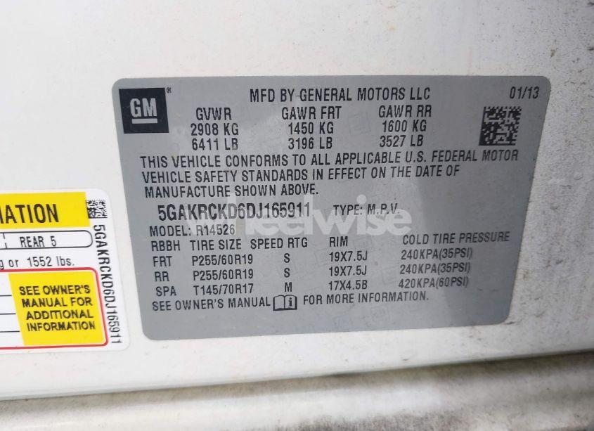 Photo 9 of 2013 Buick Enclave LEATHER (VIN 5GAKRCKD6DJ165911)