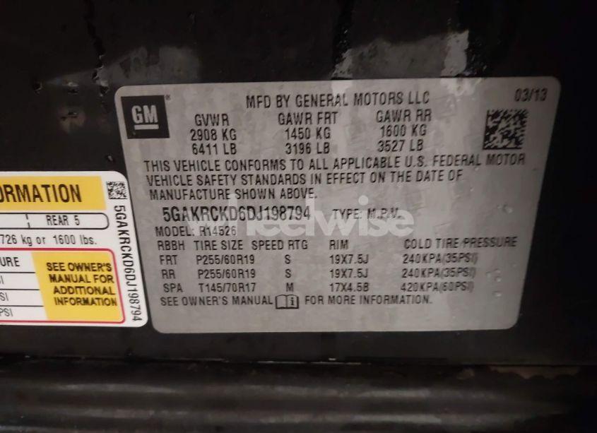 Photo 9 of 2013 Buick Enclave LEATHER (VIN 5GAKRCKD6DJ198794)