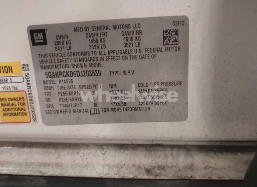 Photo 9 of 2013 Buick Enclave LEATHER (VIN 5GAKRCKD6DJ203539)