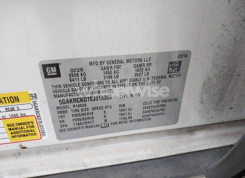 Photo 9 of 2014 Buick Enclave (VIN 5GAKRCKD7EJ313355)