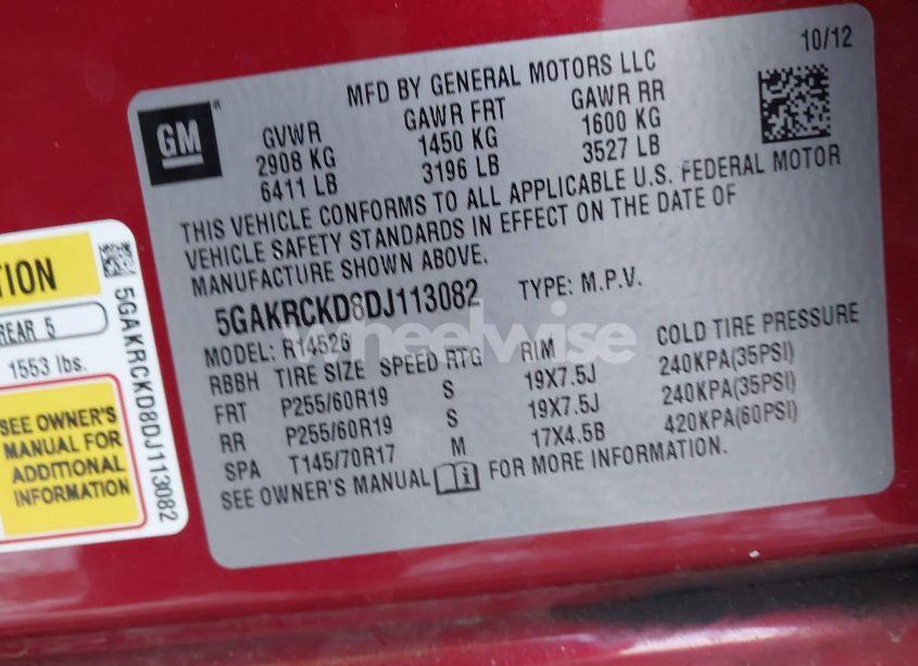 Photo 9 of 2013 Buick Enclave LEATHER (VIN 5GAKRCKD8DJ113082)