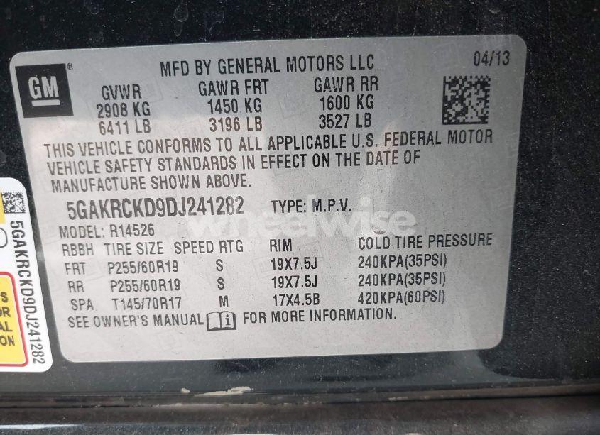 Photo 9 of 2013 Buick Enclave LEATHER (VIN 5GAKRCKD9DJ241282)