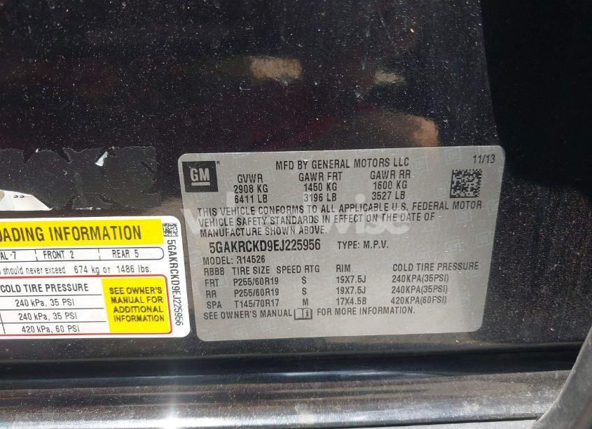 Photo 9 of 2014 Buick Enclave PREMIUM (VIN 5GAKRCKD9EJ225956)