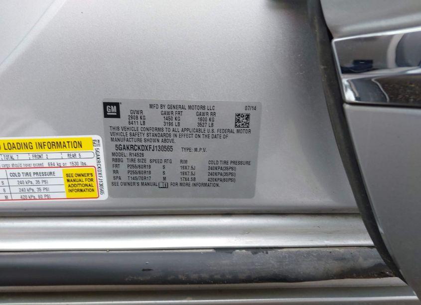 Photo 9 of 2015 Buick Enclave PREMIUM (VIN 5GAKRCKDXFJ130565)