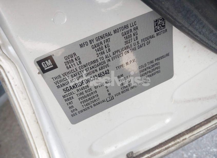 Photo 9 of 2012 Buick Enclave PREMIUM (VIN 5GAKRDED0CJ346342)