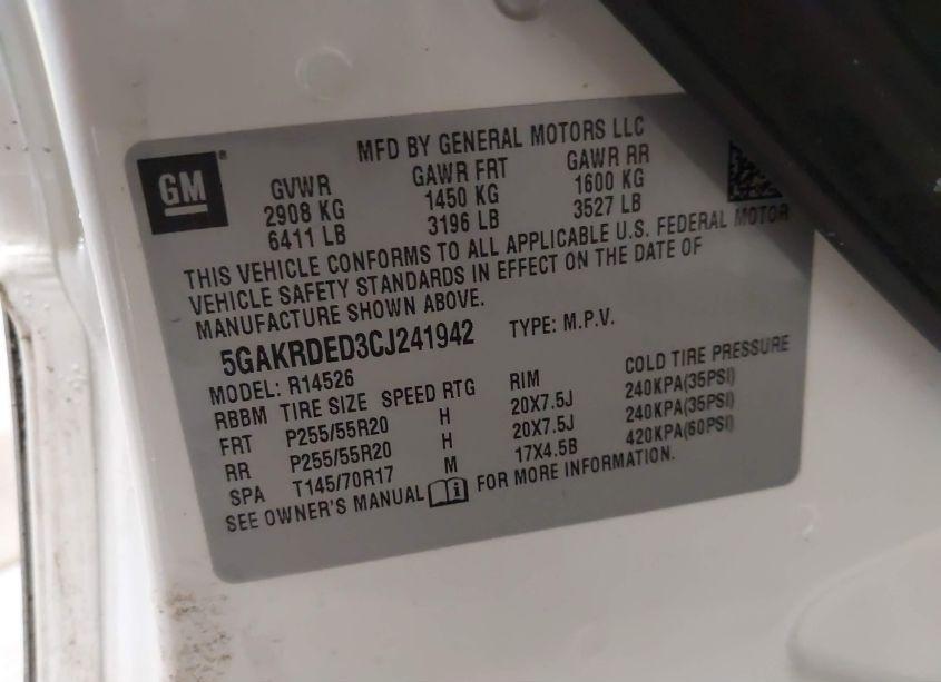 Photo 9 of 2012 Buick Enclave PREMIUM (VIN 5GAKRDED3CJ241942)