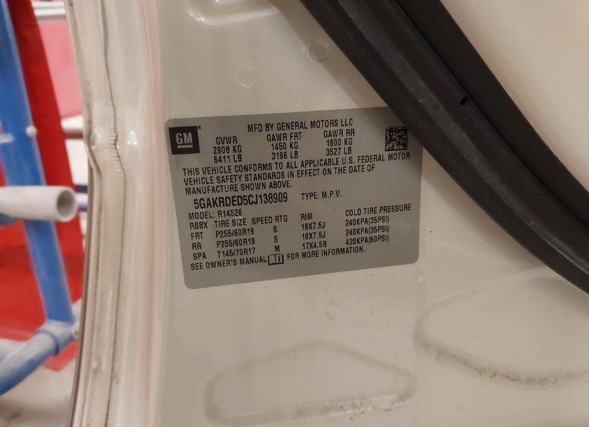 Photo 9 of 2012 Buick Enclave PREMIUM (VIN 5GAKRDED5CJ138909)