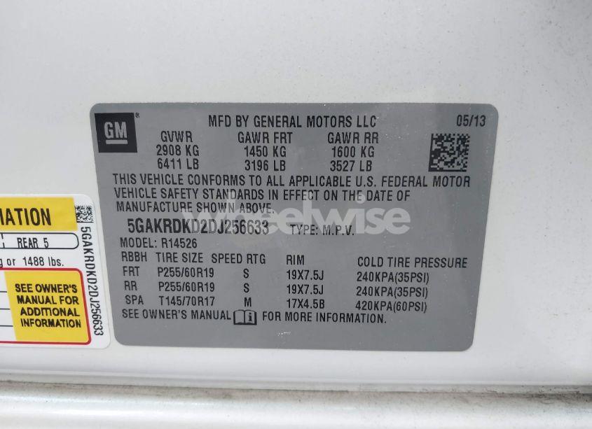 Photo 9 of 2013 Buick Enclave PREMIUM (VIN 5GAKRDKD2DJ256633)