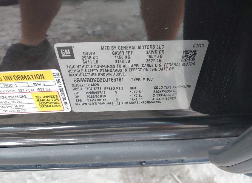 Photo 9 of 2013 Buick Enclave PREMIUM (VIN 5GAKRDKD3DJ166181)