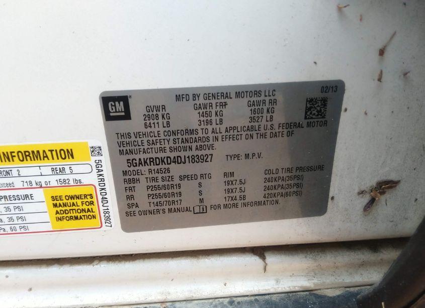 Photo 9 of 2013 Buick Enclave PREMIUM (VIN 5GAKRDKD4DJ183927)