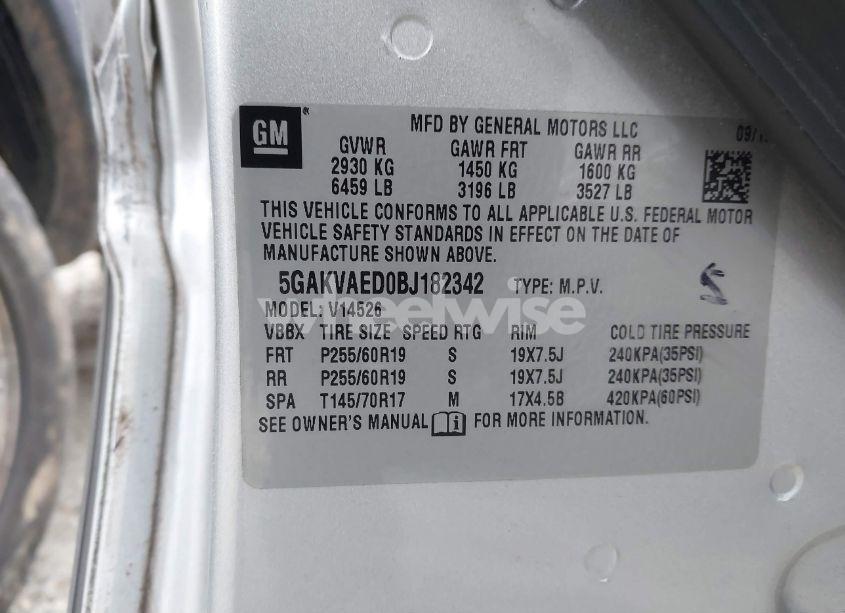 Photo 9 of 2011 Buick Enclave CX (VIN 5GAKVAED0BJ182342)