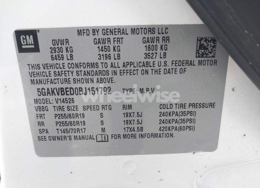 Photo 9 of 2011 Buick Enclave 1XL (VIN 5GAKVBED0BJ151792)