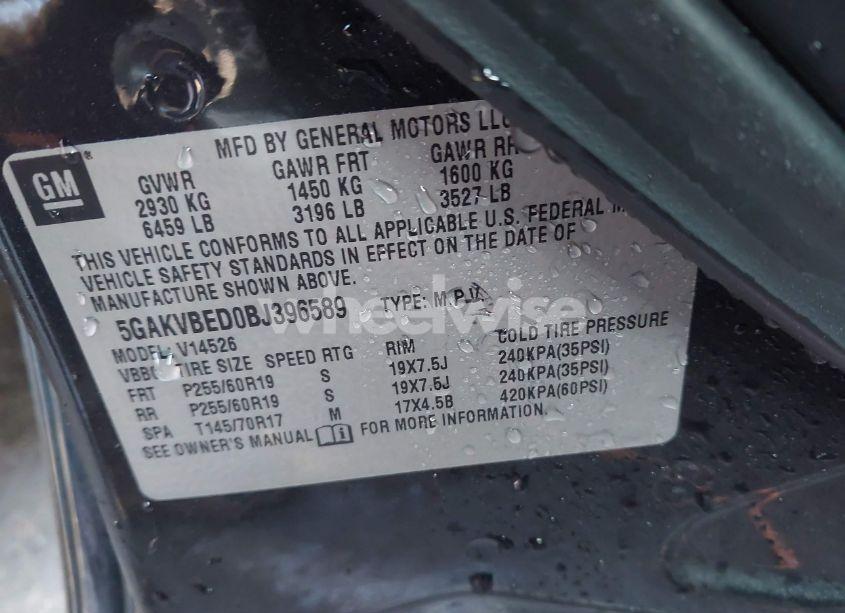 Photo 9 of 2011 Buick Enclave 1XL (VIN 5GAKVBED0BJ396589)