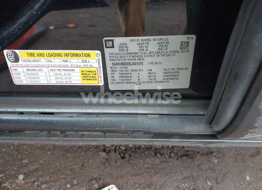 Photo 9 of 2012 Buick Enclave CONVENIENCE (VIN 5GAKVBED0CJ401470)