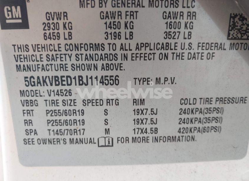 Photo 9 of 2011 Buick Enclave 1XL (VIN 5GAKVBED1BJ114556)