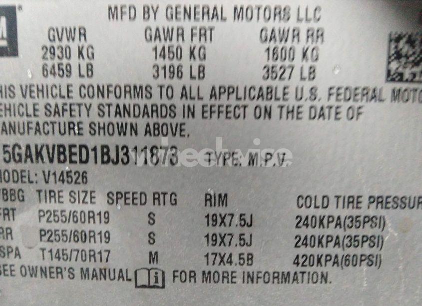 Photo 9 of 2011 Buick Enclave 1XL (VIN 5GAKVBED1BJ311873)