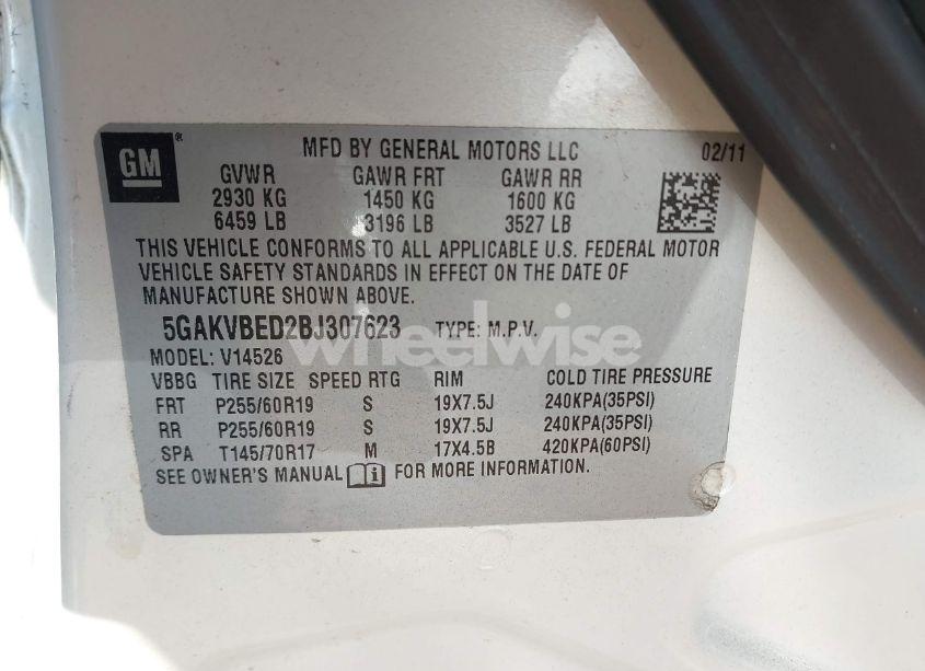 Photo 9 of 2011 Buick Enclave 1XL (VIN 5GAKVBED2BJ307623)