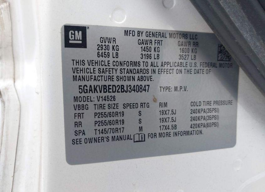 Photo 9 of 2011 Buick Enclave 1XL (VIN 5GAKVBED2BJ340847)