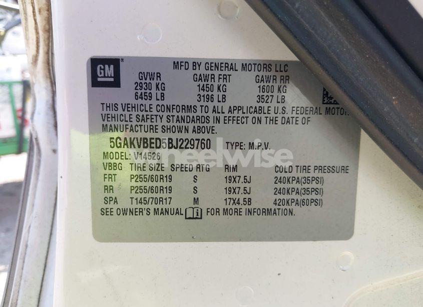 Photo 9 of 2011 Buick Enclave 1XL (VIN 5GAKVBED5BJ229760)