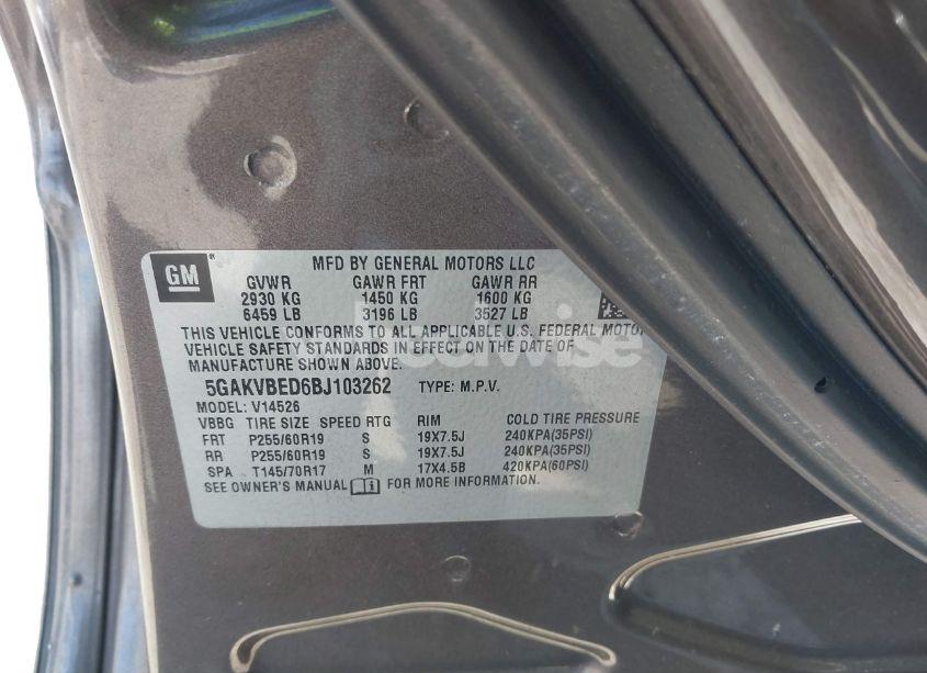 Photo 9 of 2011 Buick Enclave 1XL (VIN 5GAKVBED6BJ103262)