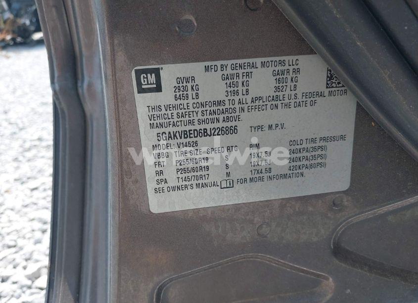 Photo 9 of 2011 Buick Enclave 1XL (VIN 5GAKVBED6BJ226866)