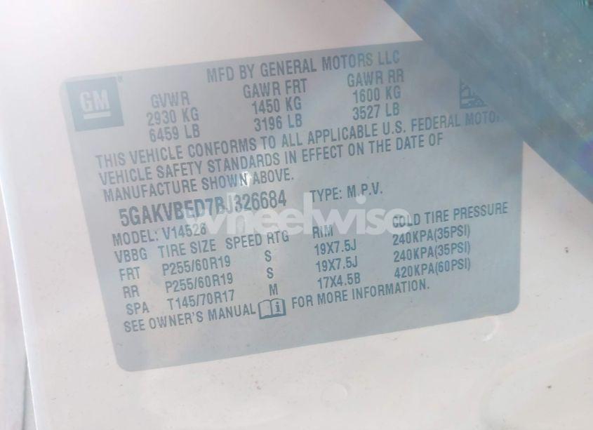 Photo 9 of 2011 Buick Enclave 1XL (VIN 5GAKVBED7BJ326684)