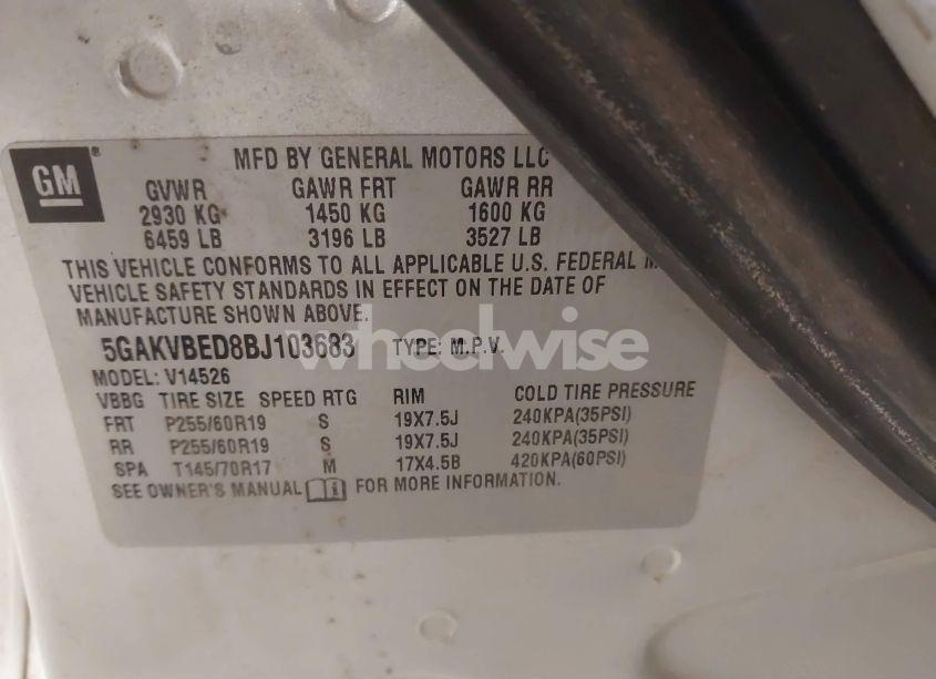 Photo 9 of 2011 Buick Enclave 1XL (VIN 5GAKVBED8BJ103683)