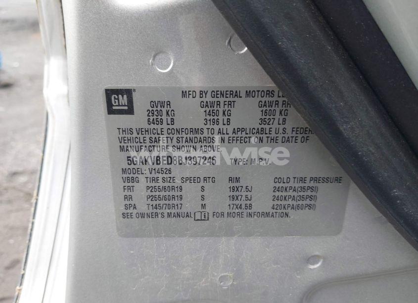 Photo 9 of 2011 Buick Enclave 1XL (VIN 5GAKVBED8BJ397246)