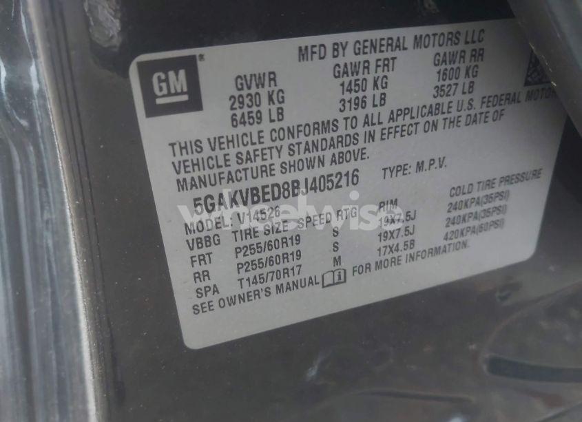 Photo 9 of 2011 Buick Enclave 1XL (VIN 5GAKVBED8BJ405216)