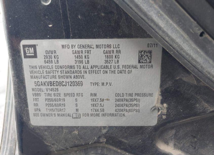 Photo 9 of 2012 Buick Enclave CONVENIENCE (VIN 5GAKVBED8CJ120369)