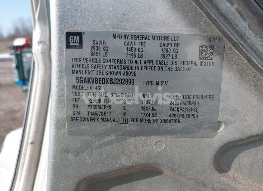 Photo 9 of 2011 Buick Enclave 1XL (VIN 5GAKVBEDXBJ292899)