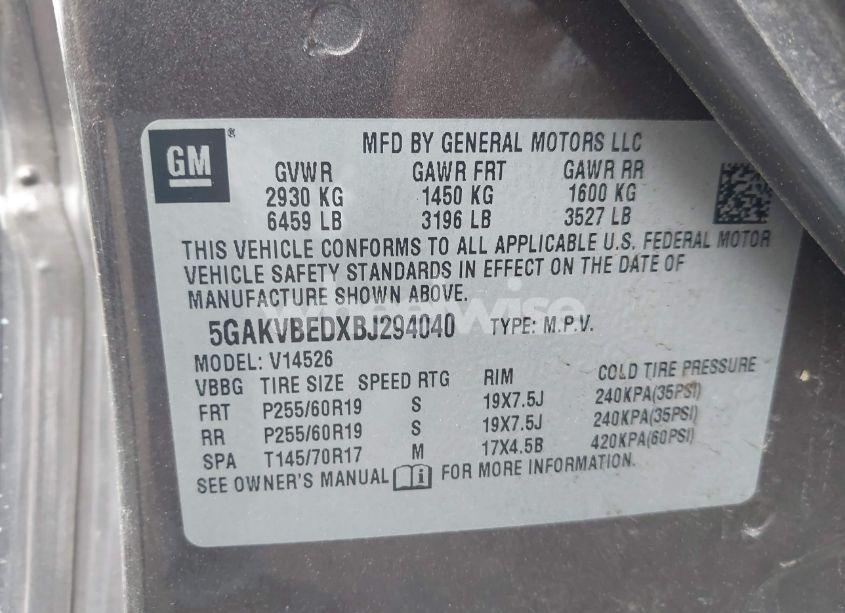 Photo 9 of 2011 Buick Enclave 1XL (VIN 5GAKVBEDXBJ294040)