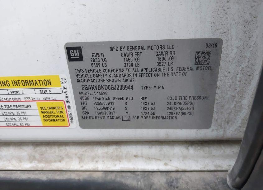 Photo 9 of 2016 Buick Enclave LEATHER (VIN 5GAKVBKD0GJ308944)