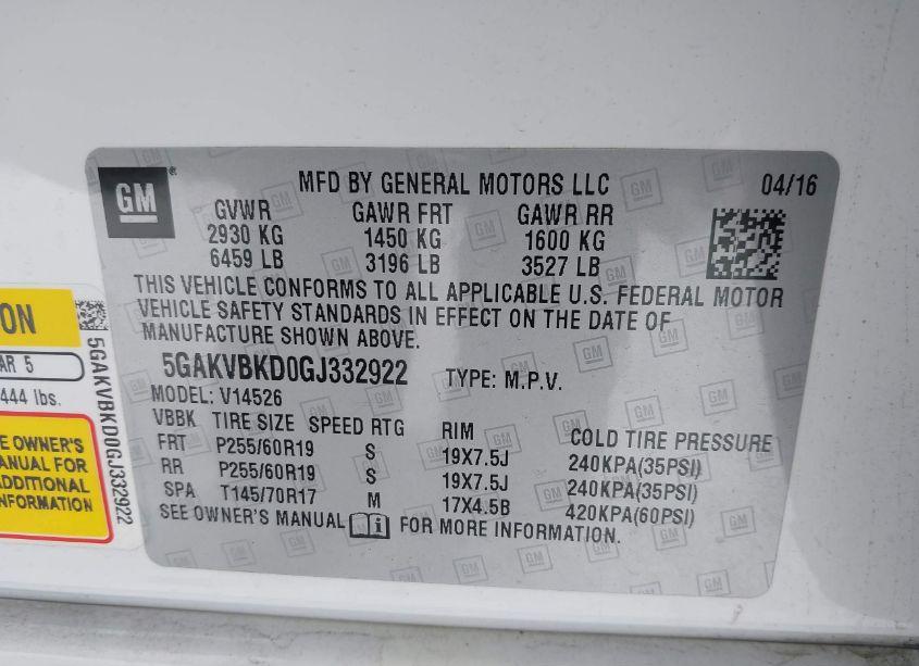 Photo 9 of 2016 Buick Enclave LEATHER (VIN 5GAKVBKD0GJ332922)