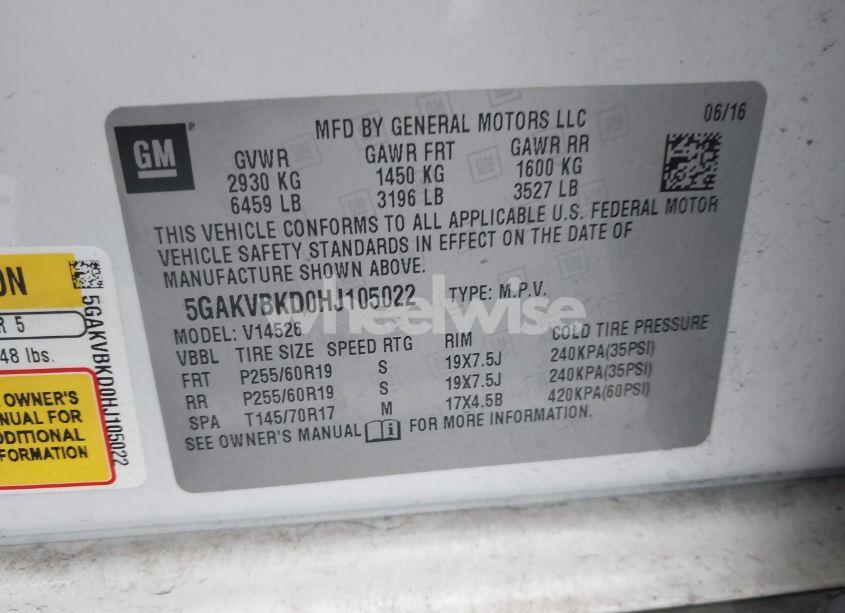 Photo 9 of 2017 Buick Enclave LEATHER (VIN 5GAKVBKD0HJ105022)