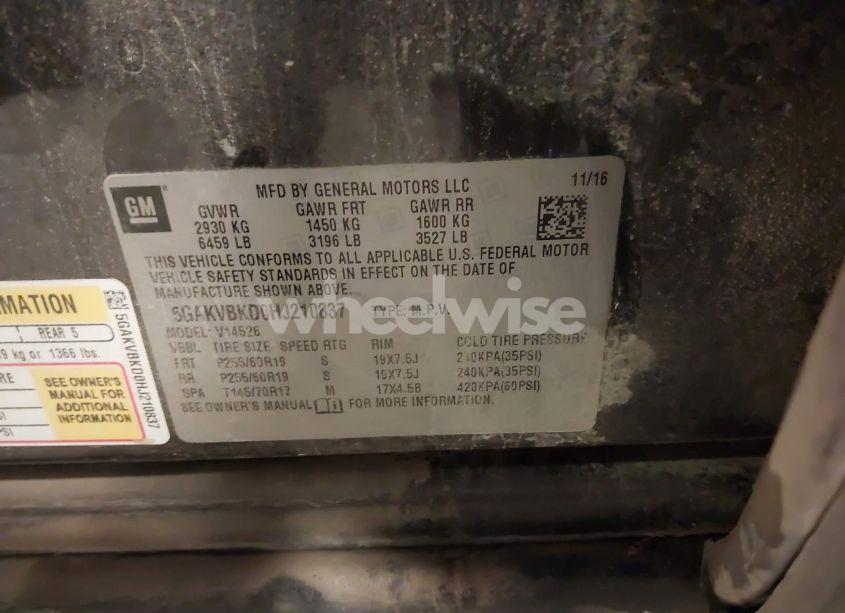 Photo 9 of 2017 Buick Enclave LEATHER (VIN 5GAKVBKD0HJ210837)