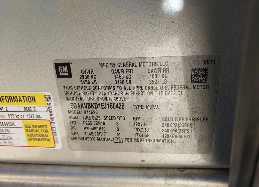 Photo 9 of 2014 Buick Enclave LEATHER (VIN 5GAKVBKD1EJ160428)