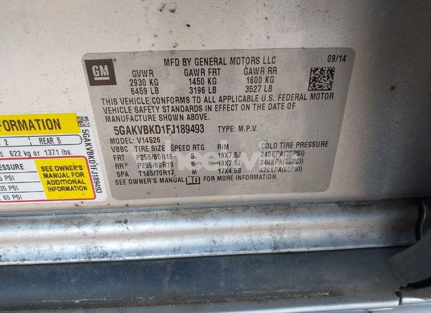 Photo 9 of 2015 Buick Enclave LEATHER (VIN 5GAKVBKD1FJ189493)