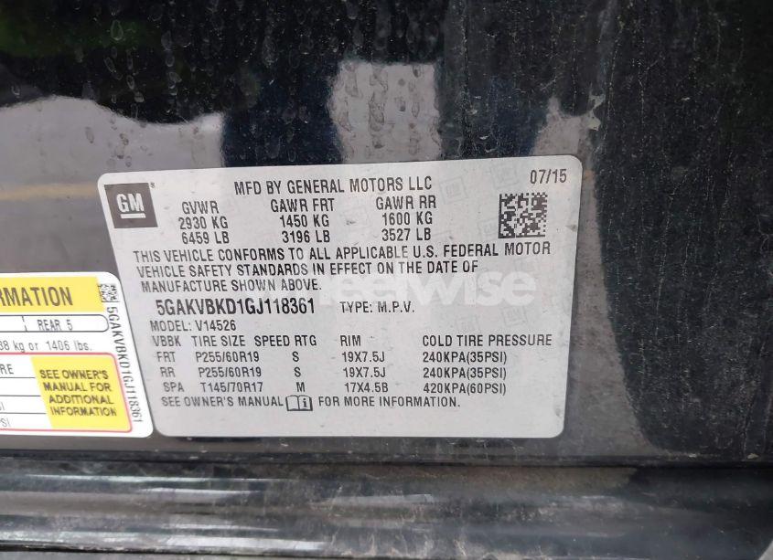 Photo 9 of 2016 Buick Enclave LEATHER (VIN 5GAKVBKD1GJ118361)