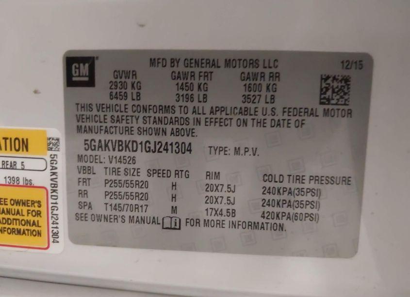 Photo 9 of 2016 Buick Enclave LEATHER (VIN 5GAKVBKD1GJ241304)