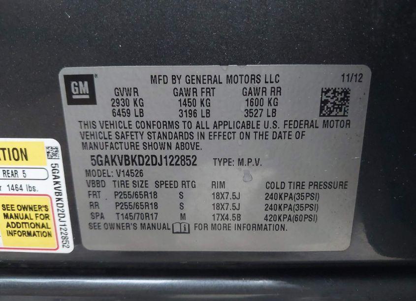 Photo 9 of 2013 Buick Enclave CONVENIENCE (VIN 5GAKVBKD2DJ122852)