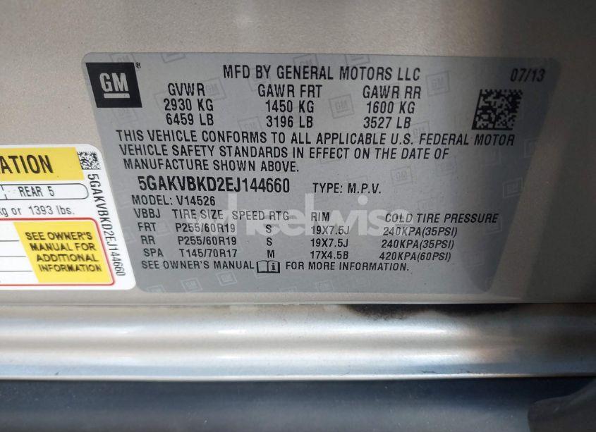 Photo 9 of 2014 Buick Enclave LEATHER (VIN 5GAKVBKD2EJ144660)