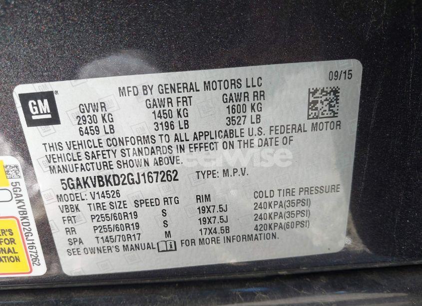 Photo 9 of 2016 Buick Enclave LEATHER (VIN 5GAKVBKD2GJ167262)